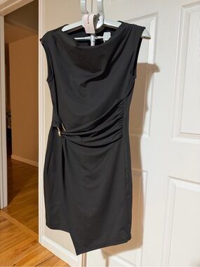 Elegant Black Ruched Sheath Dress